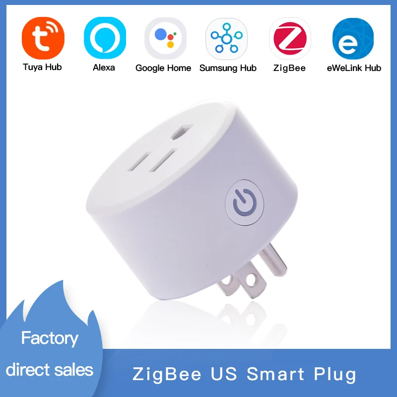 

Умная вилка US ZigBee Tuya, 10 а, с таймером и голосовым управлением
