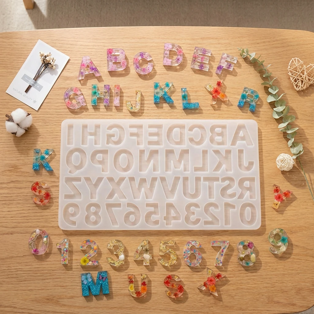 

Alphabet Number Silicone Mold for Epoxy Resin DIY Keychain Jewelry Making 26 Letters 10 Numbers Mould for Pendant Craft Making