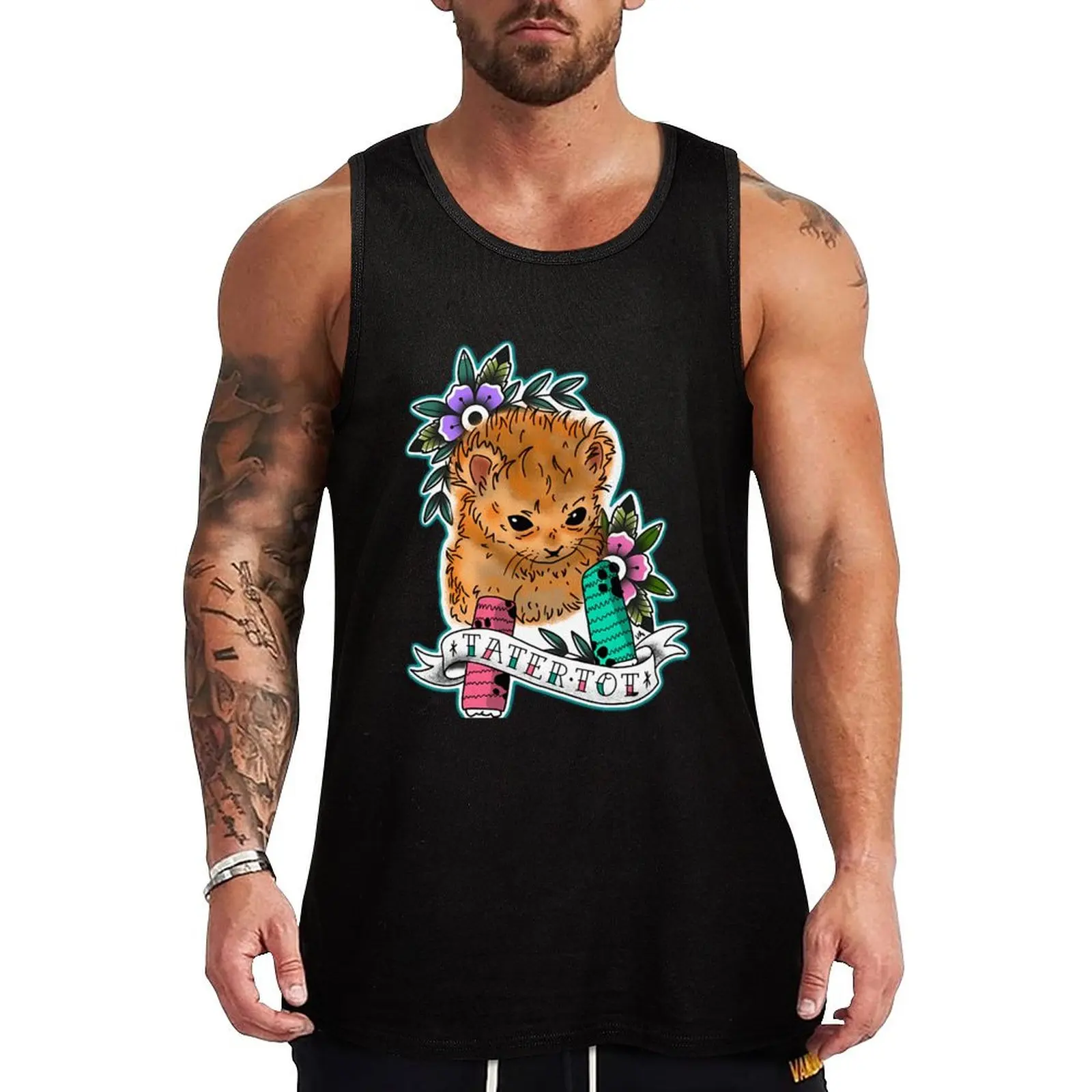 Tater Tot Tattoo Tank Top Men's sports t-shirt sleeveless shirts