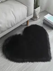 Imitation wool carpet mat black love waterproof non-slip soft comfortable bedroom living room mat sofa cushion