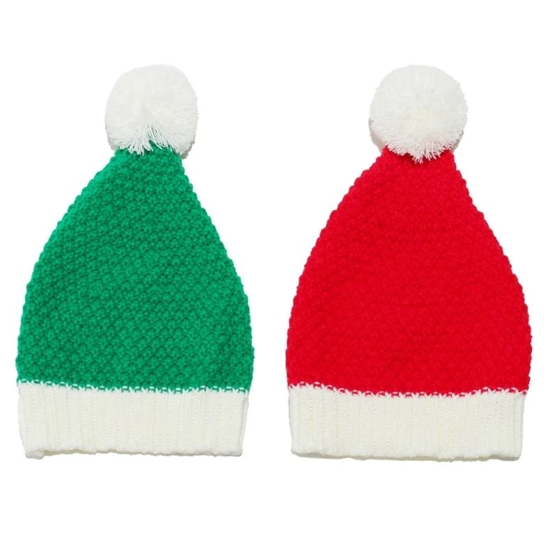 X5XA Fashionable Santa Hat Knitted Christmas Hat Soft Comfortable Hat Adult Santa Hat