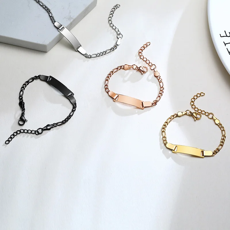 Baby Kids Bracelet, Stainless Steel Chain Bracelet Adjustable Link Without Name, Girl Boy Children Birthday Gift