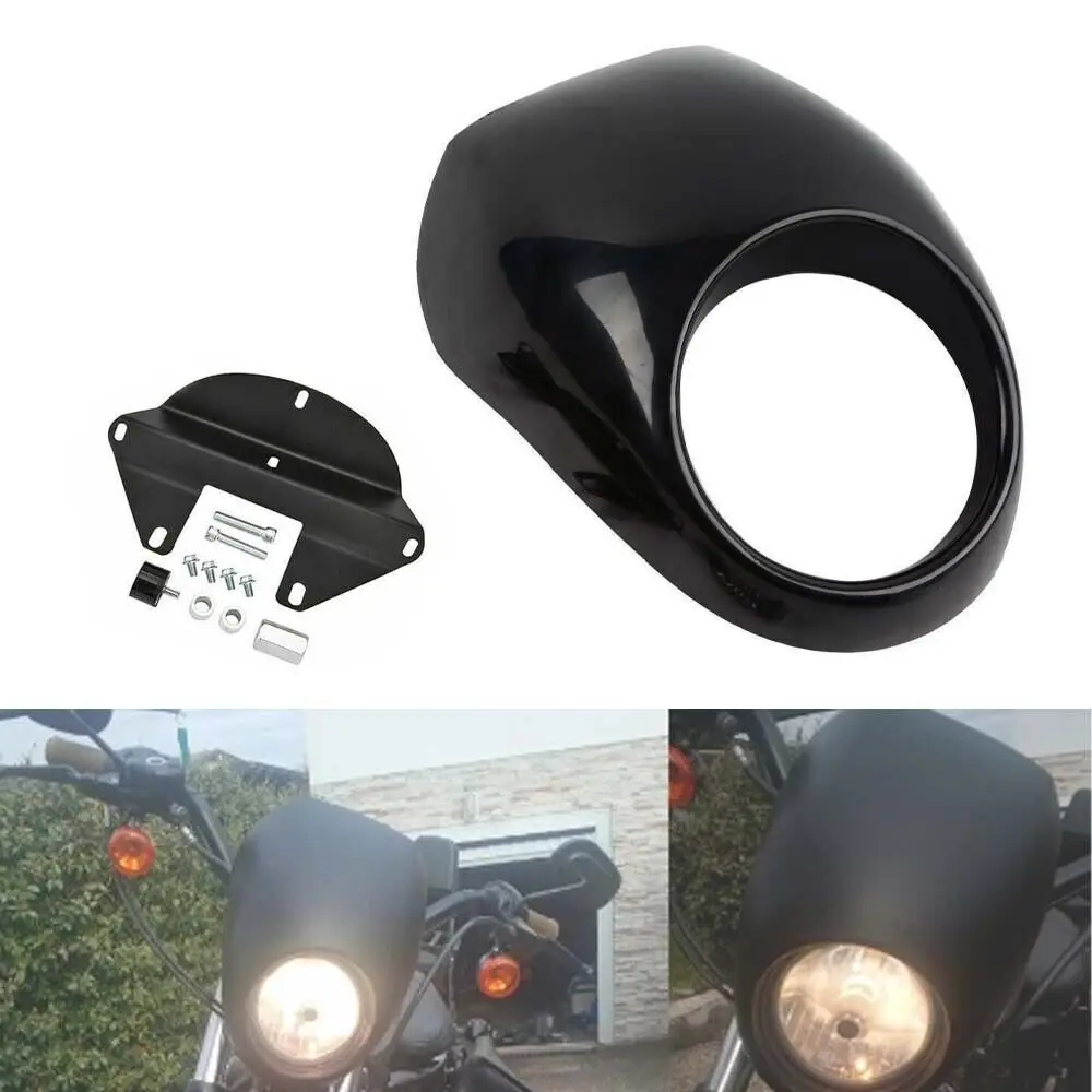

Motorcycle Gloss Black Front Headlight Fairing Mask Cover For Harley Sportster Dyna XL 883 XL1200 FX 1973-UP