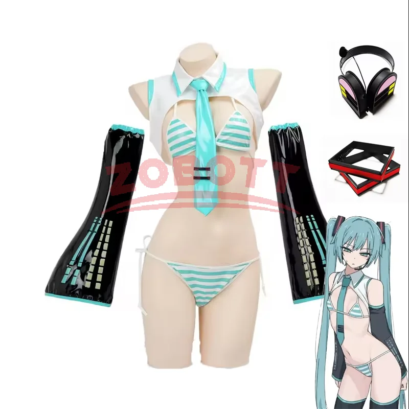 New Mikuu Cosplay Costume Wig Halloween Christmas Split Formula Suits Roleplay Bikini Set For Girl Women