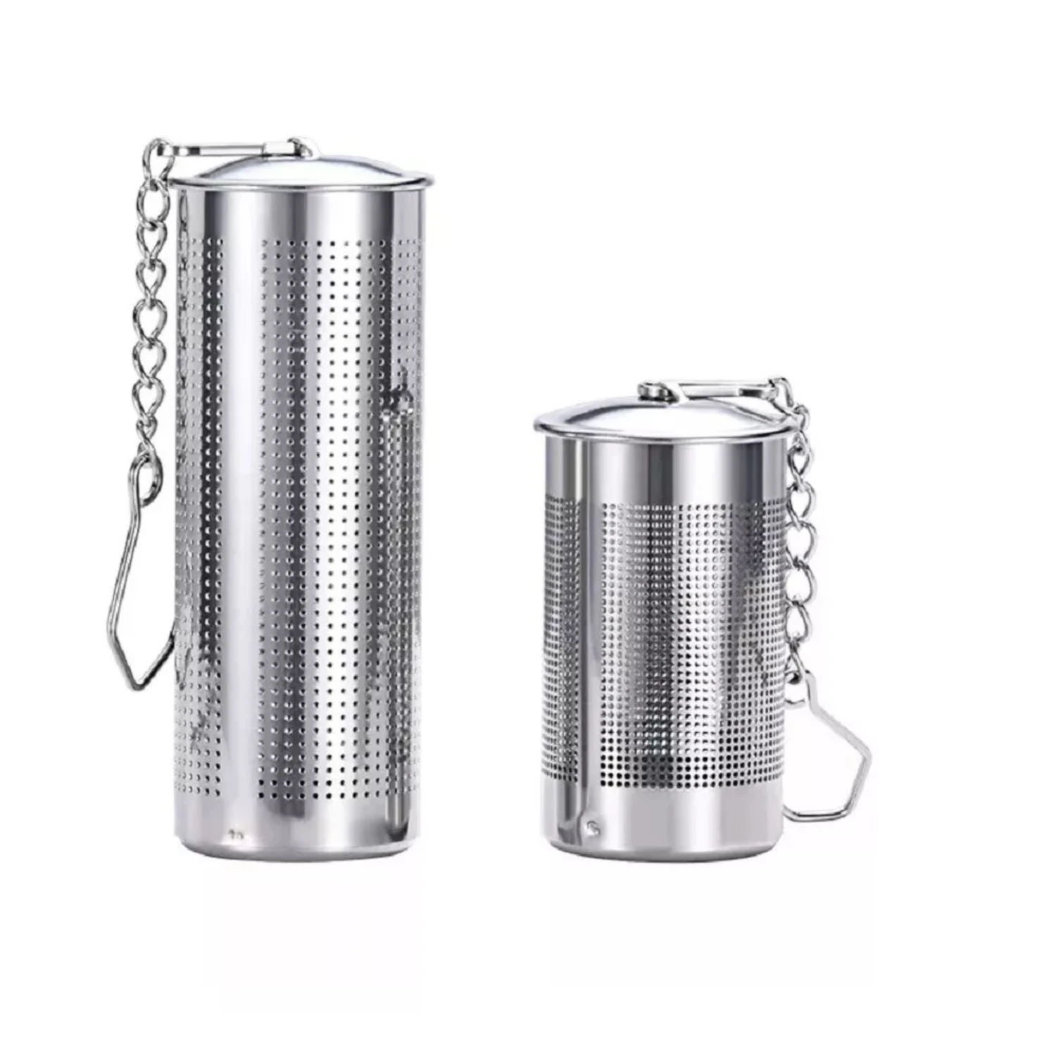 

2 Pcs Steel Tea Infuser Strainer Set - Fine Mesh with Chain Hook