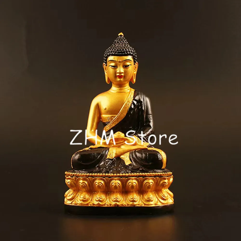 13cm Gold Plated Three Treasured Buddha Statue,Resin Sakyamuni/Amitabha/ Medicine Figurines Mascot Home Putting Decoration