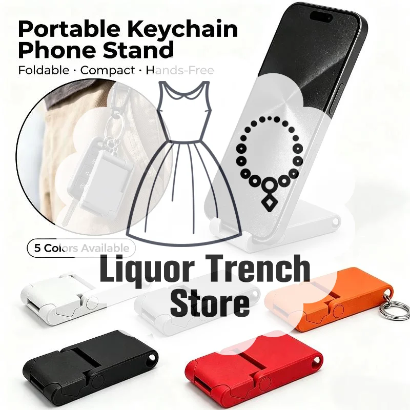 1pcs Portable Keychain Phone Stand Mini Foldable Mobile Phone Holder Pocket Desktop Bracket Hands‑Free For Smartphone