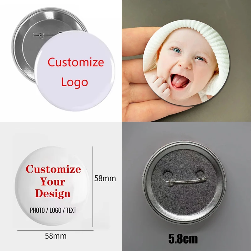 58mm Diy Round Badges,Personalized Handmade Brooches,custom Photo Handwriting Text or Graphic Pins Gift Accessory Fan Collection