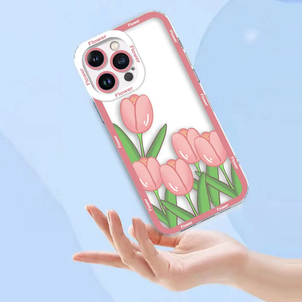 Cover Clear Phone Case For Samsung A03 A04 A05S S10 S20 S21 S22 S23 S24 S25 FE ULTRA Case Beautiful Pink Flowers Chrysanthemum