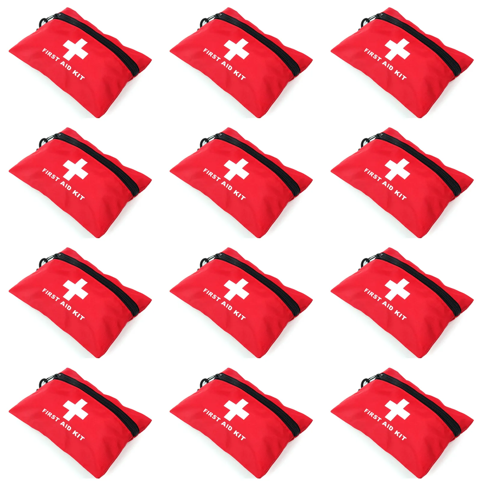 Red Emergency Bag First Aid Small Empty Travel Rescue Pouch 12PCS First Responder Storage Medicine Pocket Bag for Car Sporting