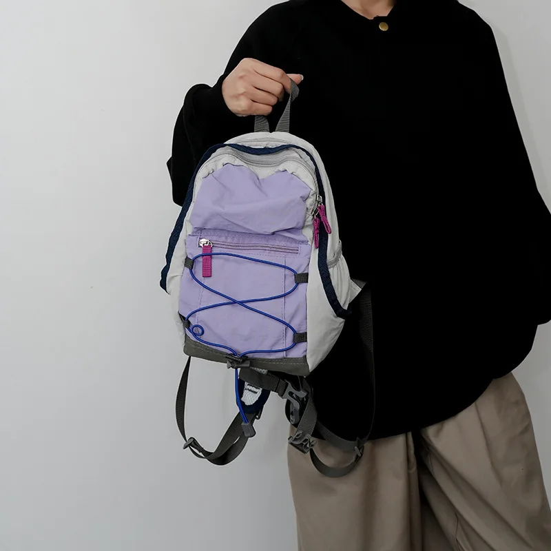 Ins Wind Small Schoolbag for Women Cute Drawstring Mini Casual Hiking Lightweight Backpack for Women