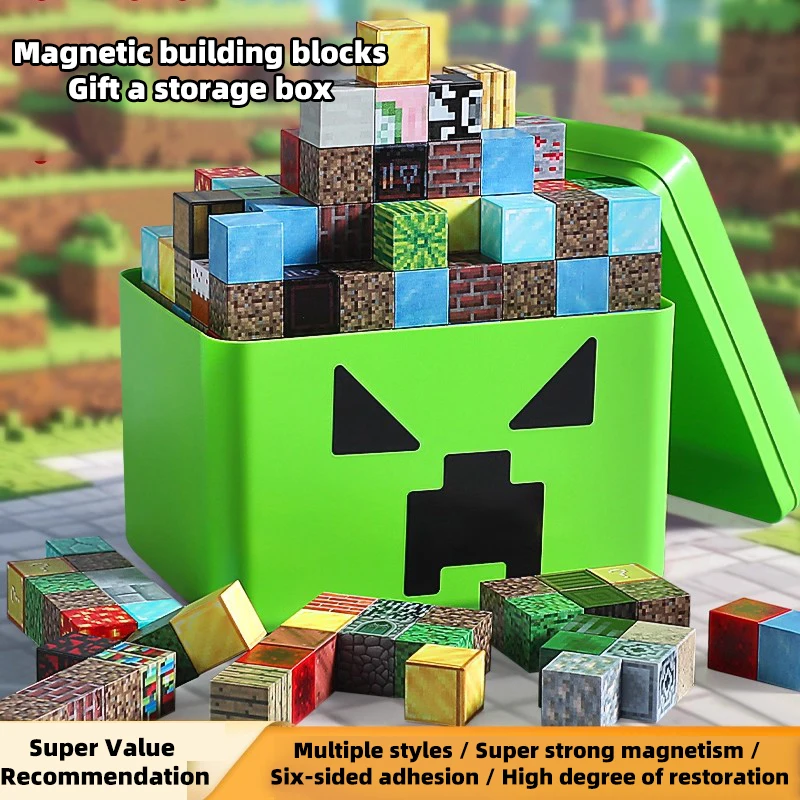 

Magnetic building blocks toy storage box set ，DIY assembly toys for children - building blocks for playing with tables