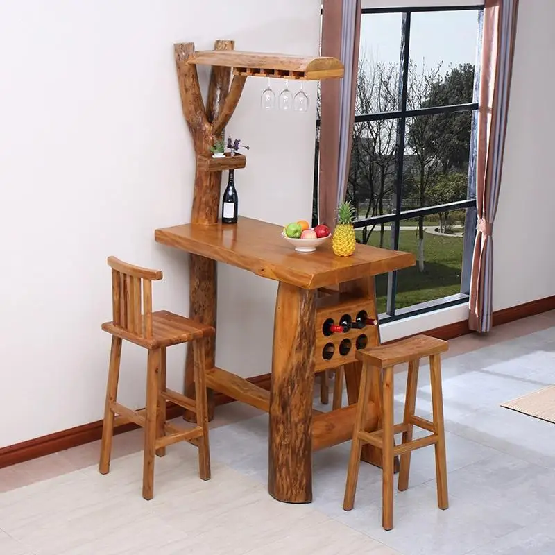 

Wabi bar tea table simple small balcony leisure home living room partition multi-functional partition cabinet dining table wood