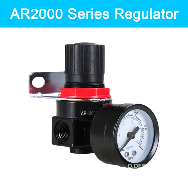 AR2000 AR3000 G1/4'' 6mm 8mm 10mm 12mmAir Control Compressor Pressure Relief Regulator Valve with Fitting