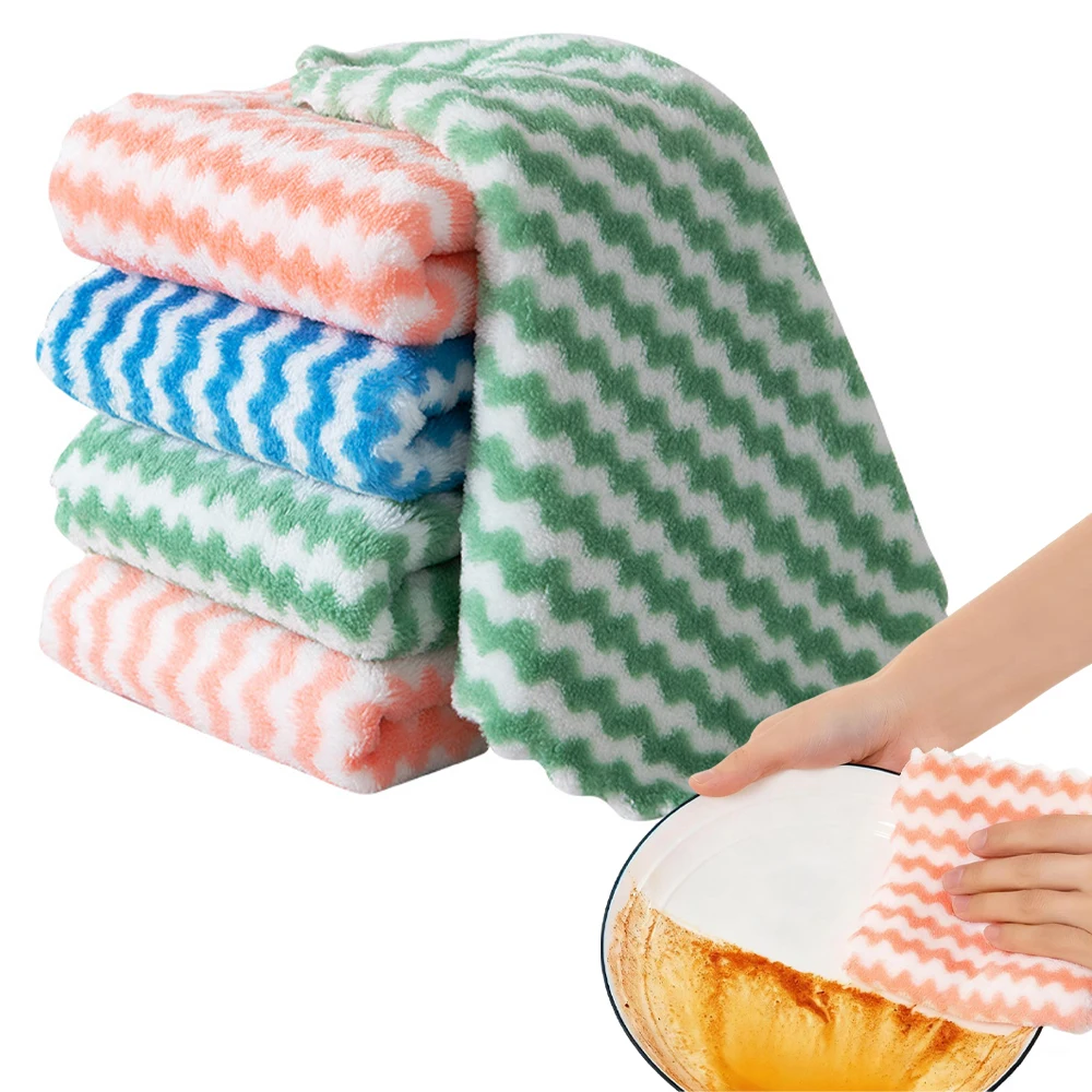 5/10 pçs pano de prato de cozinha de microfibra super absorvente pano de limpeza antiaderente óleo limpar panos toalhas de limpeza doméstica ferramentas