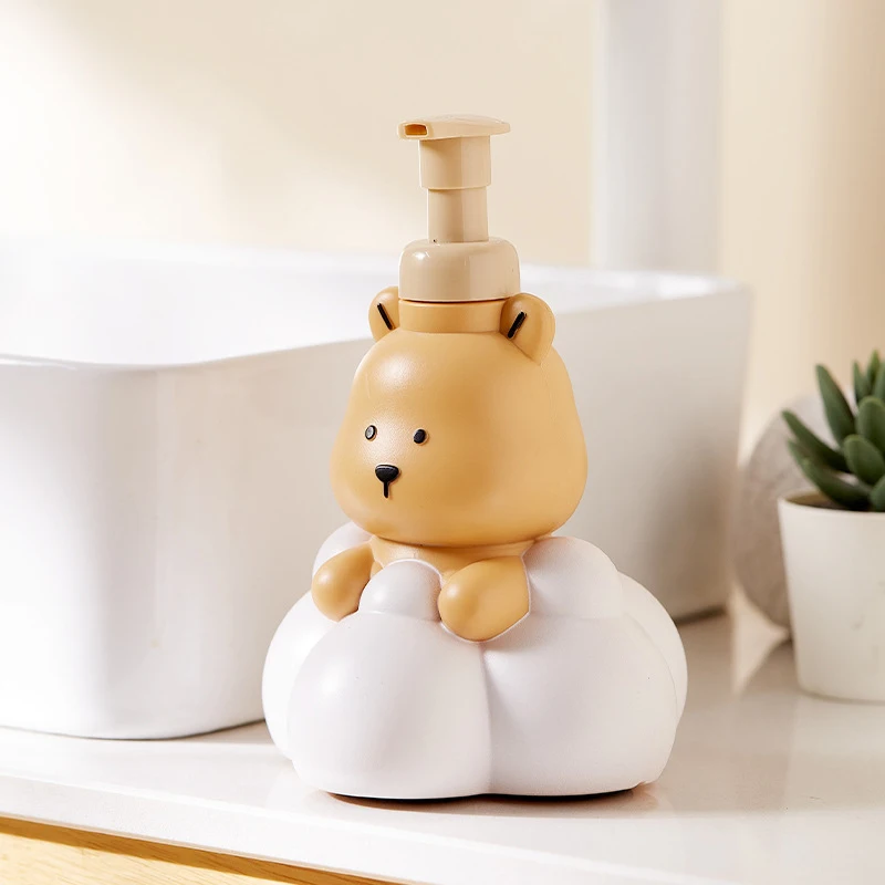 Cartoon Cloud Bear Foaming Soap Dispenser Bathroom Hand Sanitizer Shampoo Shower Gel Refillable Pump Bottle Making Foam Containe view 2