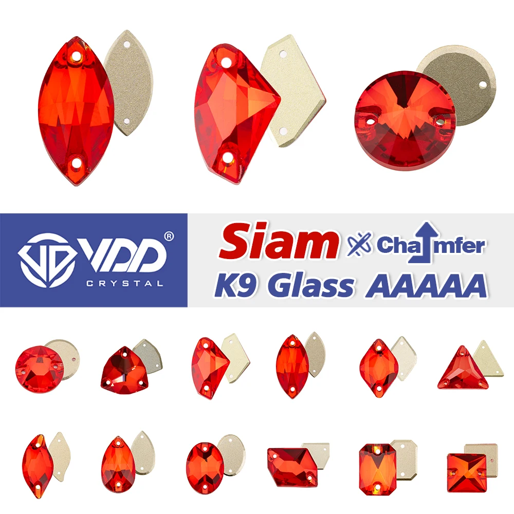 VDD S109 Siam AAAAA, cristal K9 de alta calidad para coser en diamantes de imitación, piedras planas para costura de cristal para ropa DIY, decoraciones para prendas
