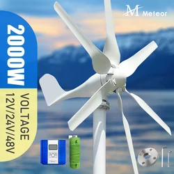 2000W Windmill 12V 24V 48V 6 Blades Wind Turbine Generator With MPPT Controller Low Start Wind Speed Free Energy Home Appliance