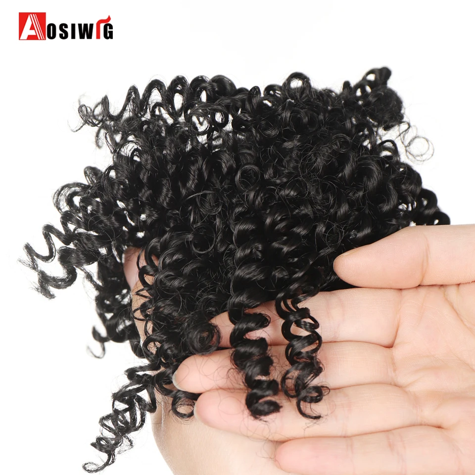 Synthetic Hair Bun Afro Kinky Short Curly Chignon Hairpieces For Women Black Elastic Rubber Band Hair Extensions