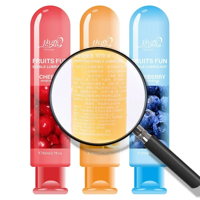 Lubrifiant à base d\'eau aromatisé aux fruits comestibles, facile à nettoyer, non Grework, longue durée pour les produits sexuels pour adultes