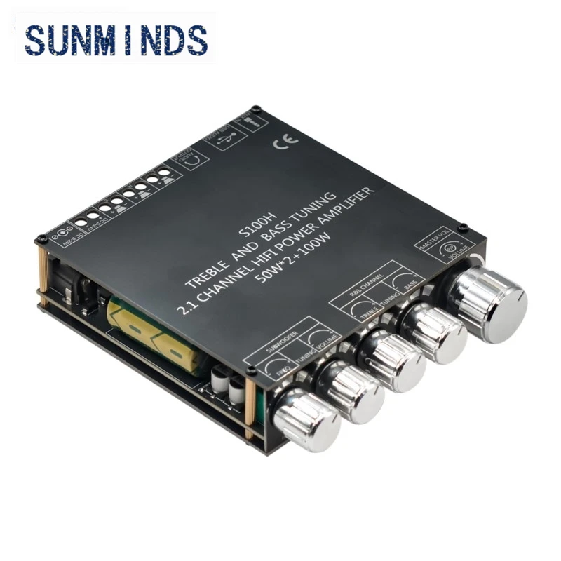 For Bluetooth 5.0 2.1 Channel Power Audio Stereo Subwoofer Amplifier Board 50W*2+100W HIFI TPA3116D2 High And Low XY-S100H S100L