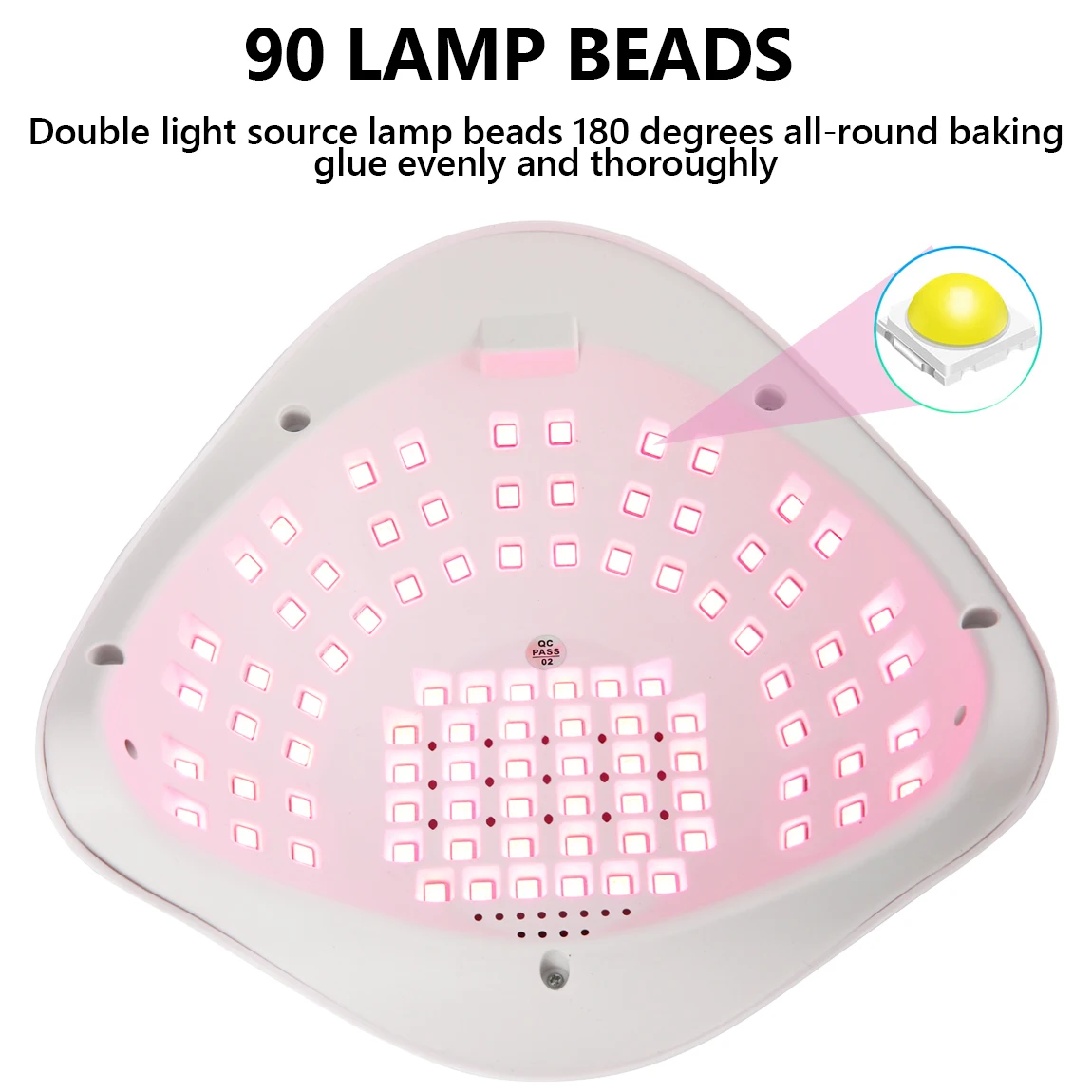 新しい90ビーズUV/LEDプロフェッショナルネイルドライヤー、4つのインテリジェントタイマー付きモードネイルランプ、速乾性ネイル機器