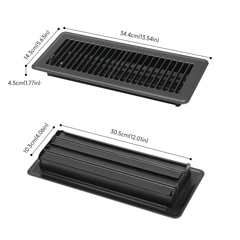 Floor ventilation opening,4×12in,floor air ventilation grilles for offices,bedrooms and living rooms,durable, black/brown/white
