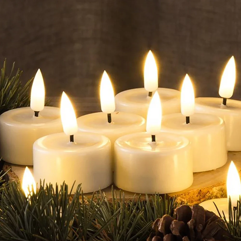 1/12 pièces bougies LED sans flamme clignotantes bougies alimentées par batterie bougies chauffe-plat pour anniversaire fête de mariage décors de noël éclairage