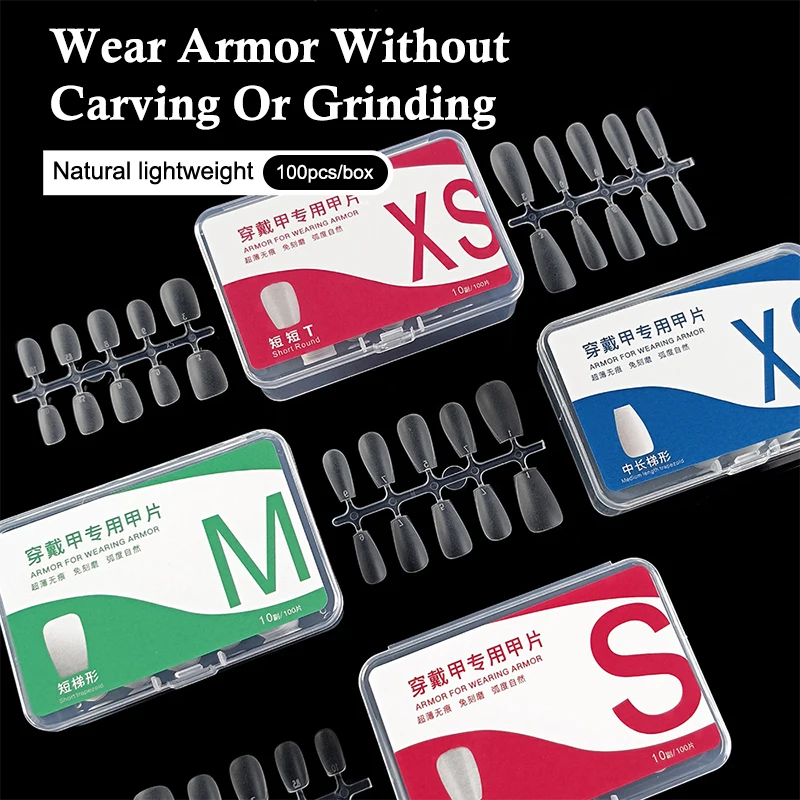 100 pz Premere sulle punte delle unghie Copertura completa Ultra-sottile Unghie finte Toppe e toppe Sistema di estensione delle unghie in gel Trasparente Unghie finte Accessori artistici