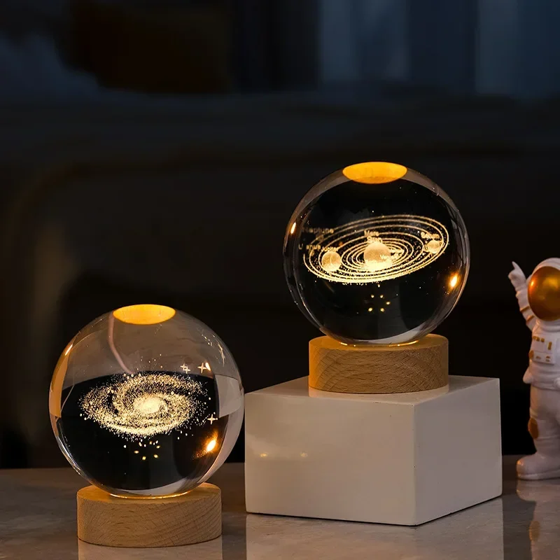 Christmas NEW LED Night Light Creative Gift Milky Way Galaxy Solar System Crystal Ball Children Lamp Bedroom Ambient Light