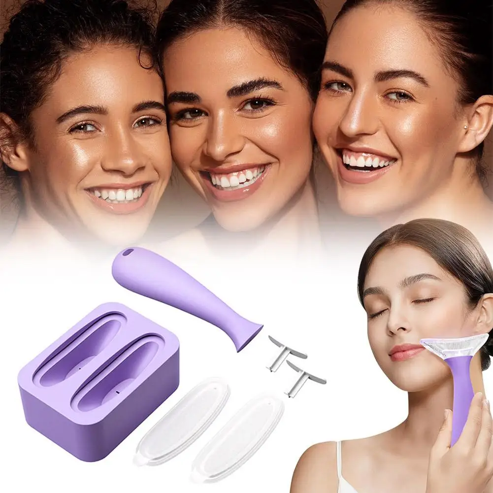 Massaggiatore facciale Rullo di ghiaccio bianco/viola Strumento per la cura della pelle Rullo di ghiaccio in silicone per il viso per occhi Donne Routine per la cura della pelle X6D7