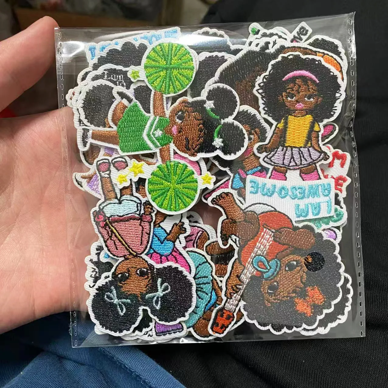 10 Pcs I am Brave Girl Embroidered Patches Iron On Clothing Hat Bag Shoe Repair Material Phone Gift Box Decor DIY Accessory