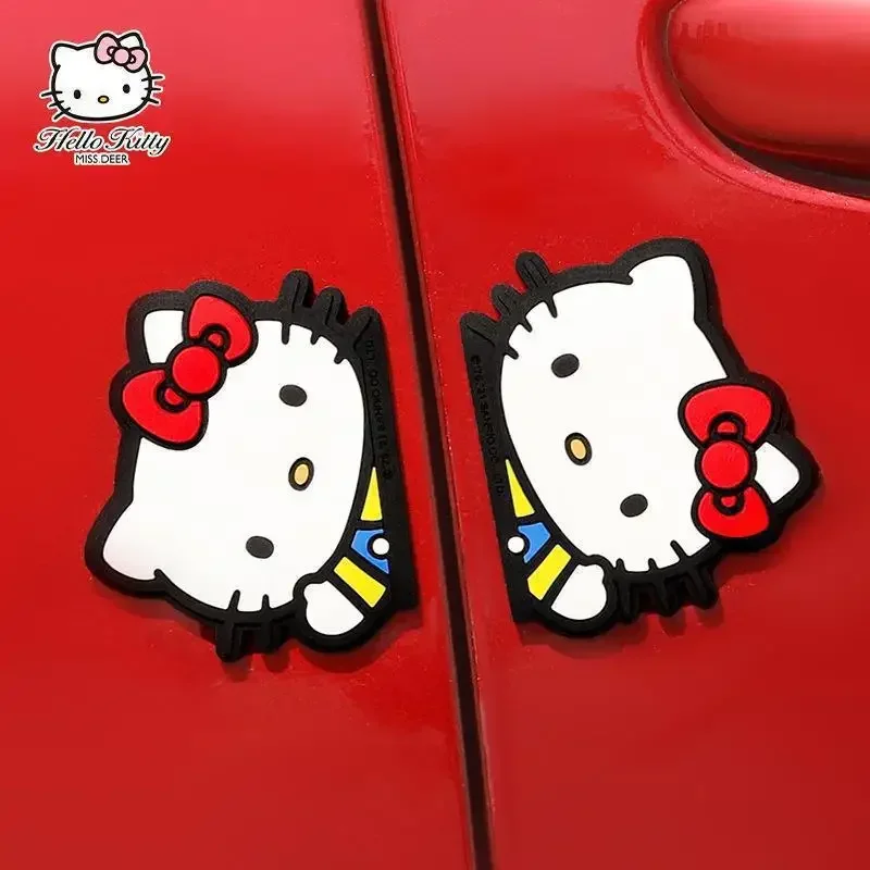 Sweet Hello Kitty Anime Kawaii  Fashion Sanrio Ins Car Door Anti-collision Strip Cute Cartoon Car Stickers Lovely Gifts Toys