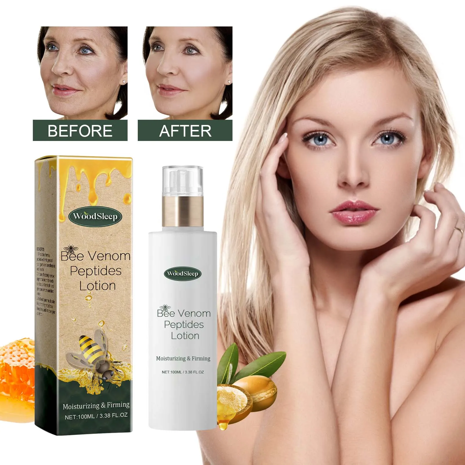 

WOODSLEEP Увлажняющий и укрепляющий лосьон с пчелиным ядом, лифтинг- и укрепляющий кожу, увлажняющий и увлажняющий лосьон