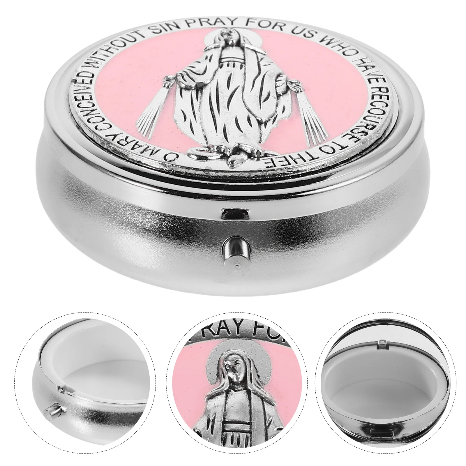 Jewelry Box Rosary Holder Vintage Zinc Alloy Bead Boxes Small Trinkets Compact Metal Kids Keepsake Storage