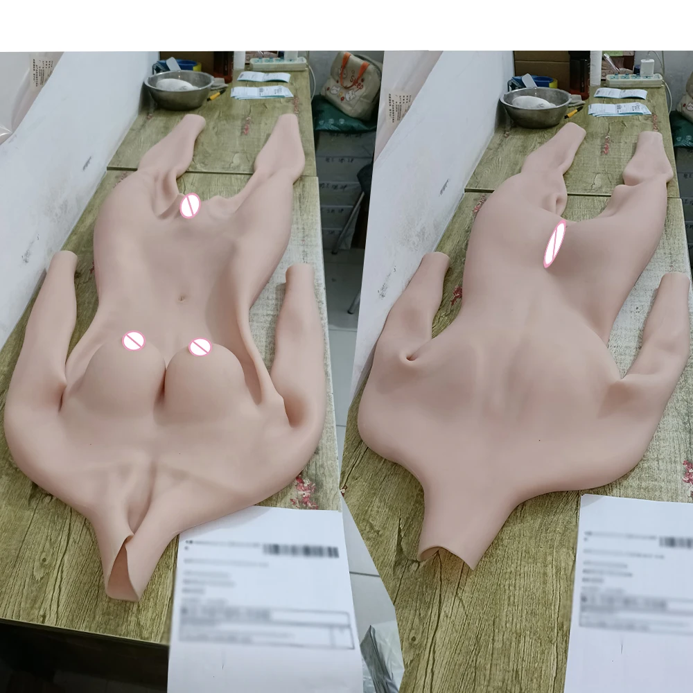 Eyung 8Thgen Silicone Bodysuit Vagina Pants Hip Enhancer E C cupTransgender Realistic Breast Form Crossdresser Full Body Suit