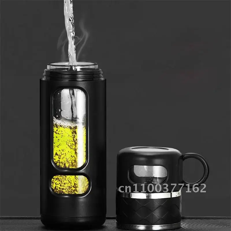520ML Tea Water Bottle With Tea Filter High Filtering Borosilicate Water Cup Separation Glass Portable Tea Tumbler Bottle Water