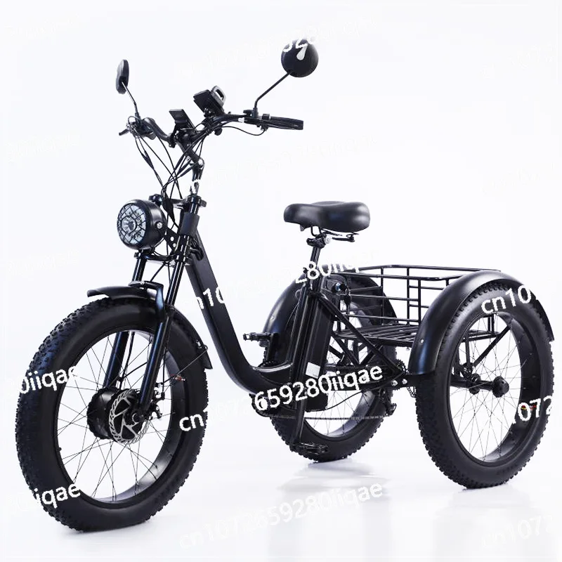 

24-Inch Fat Tire Pedal Power Electric Tricycle Rough Tire Snow Tricycle