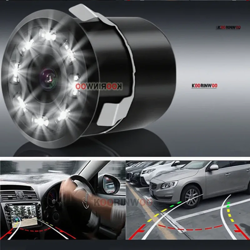 Koorinwoo Smart System CCD Colorful Car Rearview camera Dynamic Moving Parking Line Car Dash Safe Camera Circle Cutter Video RCA