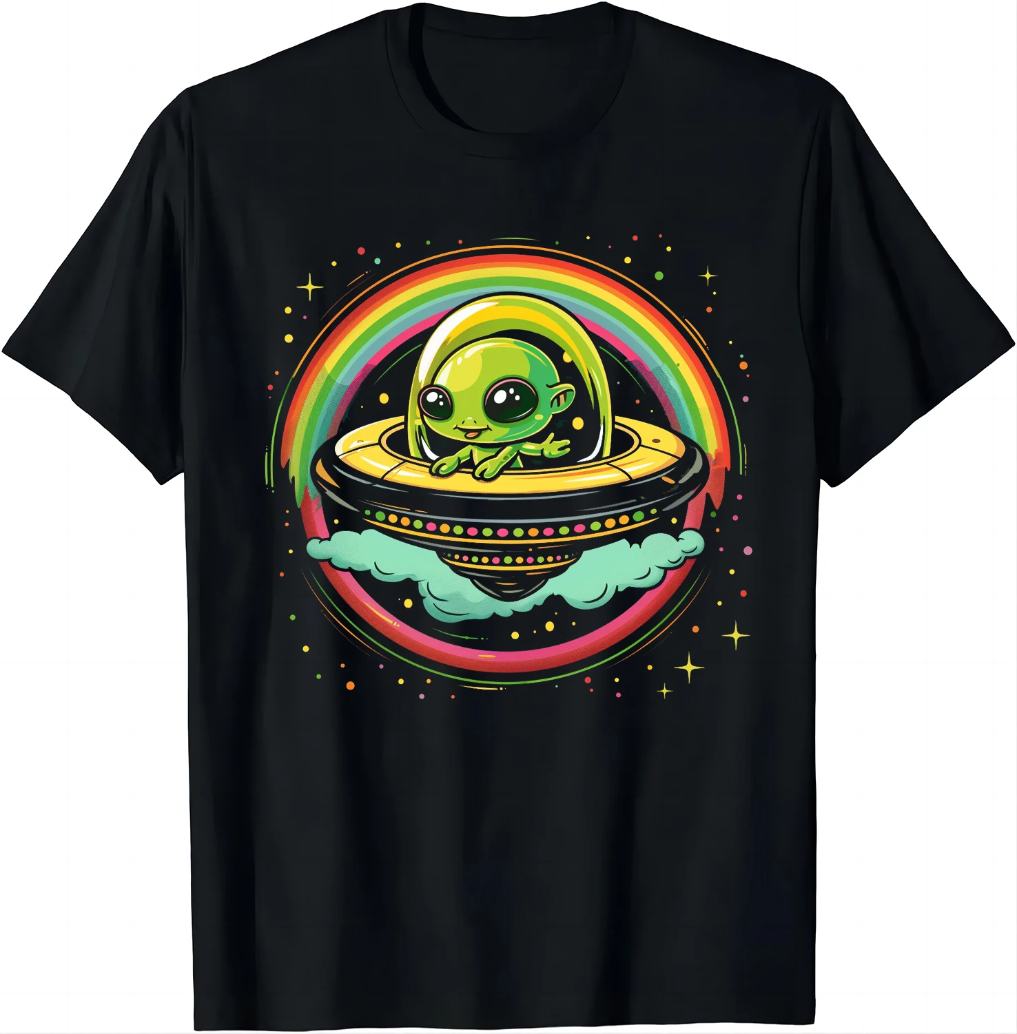 Cosmic Cutie Tee - Alien Rider on UFO Shirts  Graphic T Shirts Mens Clothes Tops Camisetas Streetwear Ropa Hombre