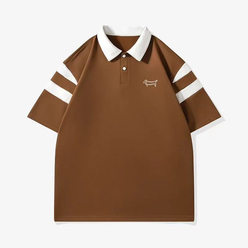 Korean Golf Couple Short sleeved T-shirt, Casual Fitness Sports Jersey, Slim fit Shirt, Collar Top, Cotton, Summer 2025