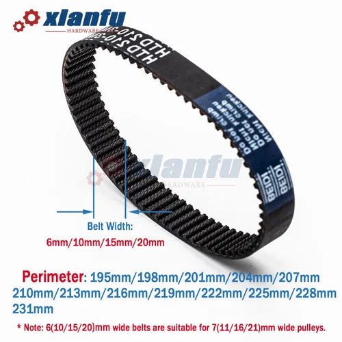 Imagen 2 del producto HTD 3M Perímetro de correa de distribución Lp = 195 198 201 204 207 210 213 216 219 222 225 228 231mm Correa de bucle cerrado de goma Ancho 6/10/15/20mm