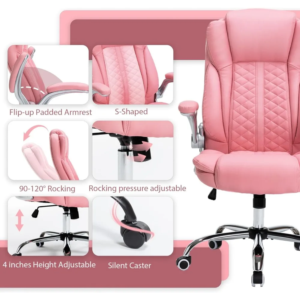 Sedia da ufficio direzionale da 400 libbre con braccioli ribaltabili, sedia da ufficio per computer grande e alta per persone pesanti, ergonomica resistente