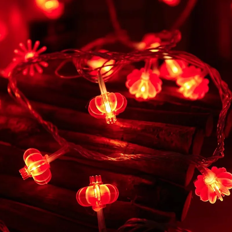 1.5M Happy New Year Red Lantern String LED Decor Chinese Knot Lights String Wedding Decorations Chinese Spring Festival Scene
