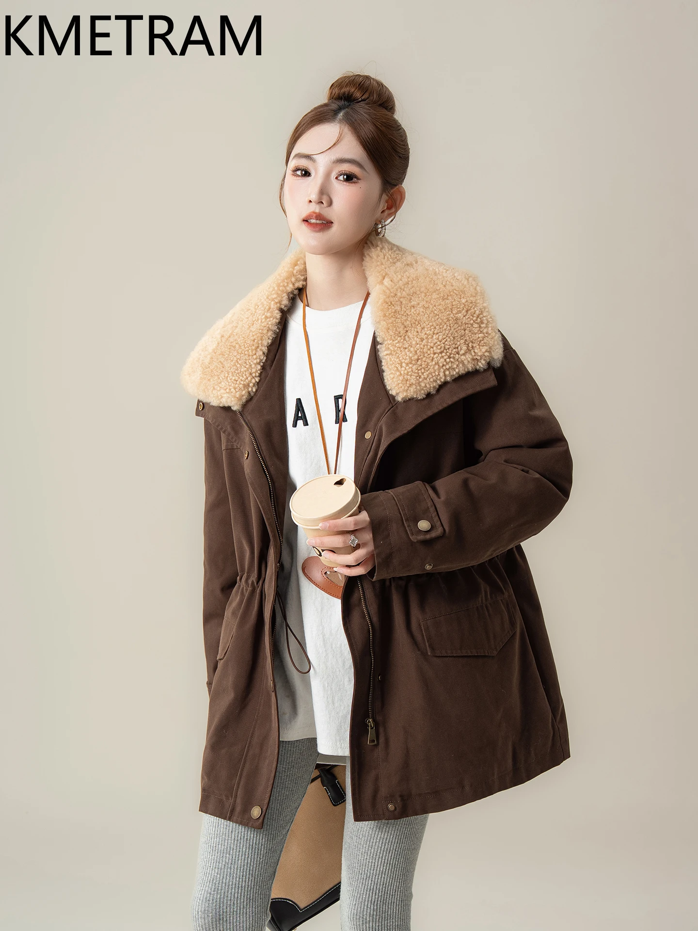 KMETRAM Cappotto in pelliccia con colletto in cotone + lana 100%: un abbigliamento caldo e resistente al freddo per la stagione autunno-inverno del 2025 nouveautés manteaux