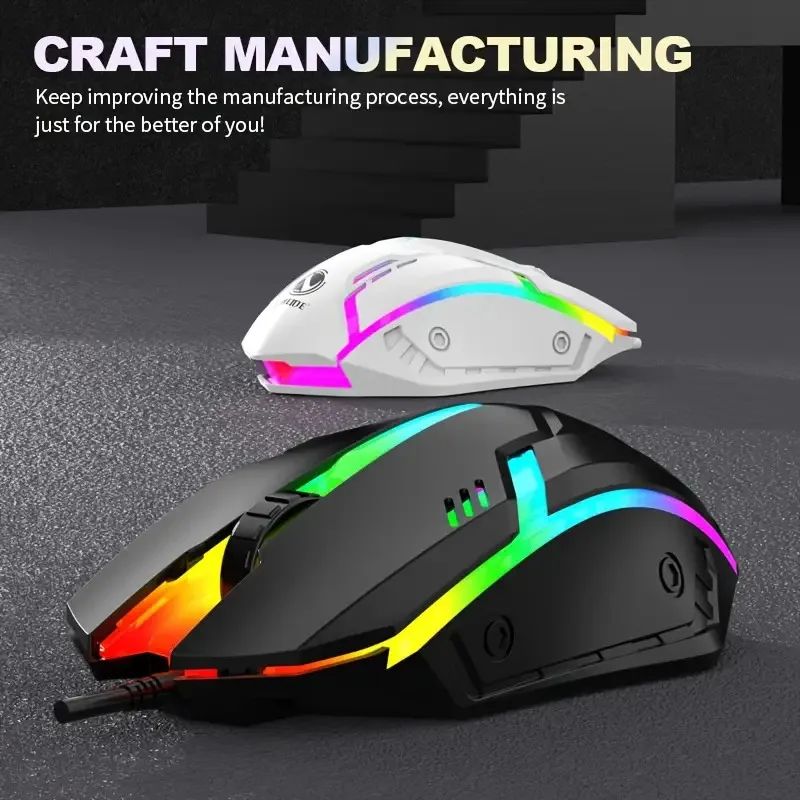 USB Optical Mouse Cool Glowing Wired Mouse, Office Gaming Laptop, Business Mouse