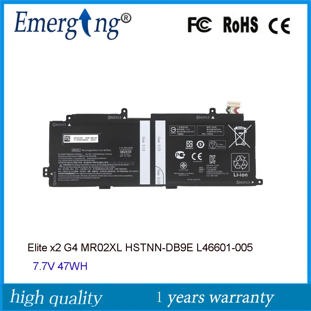 7.7V 47WH New MR02XL  Battery for HP Elite x2 G4  MC02XL HSTNN-DB9E L46601-005TPN-DB