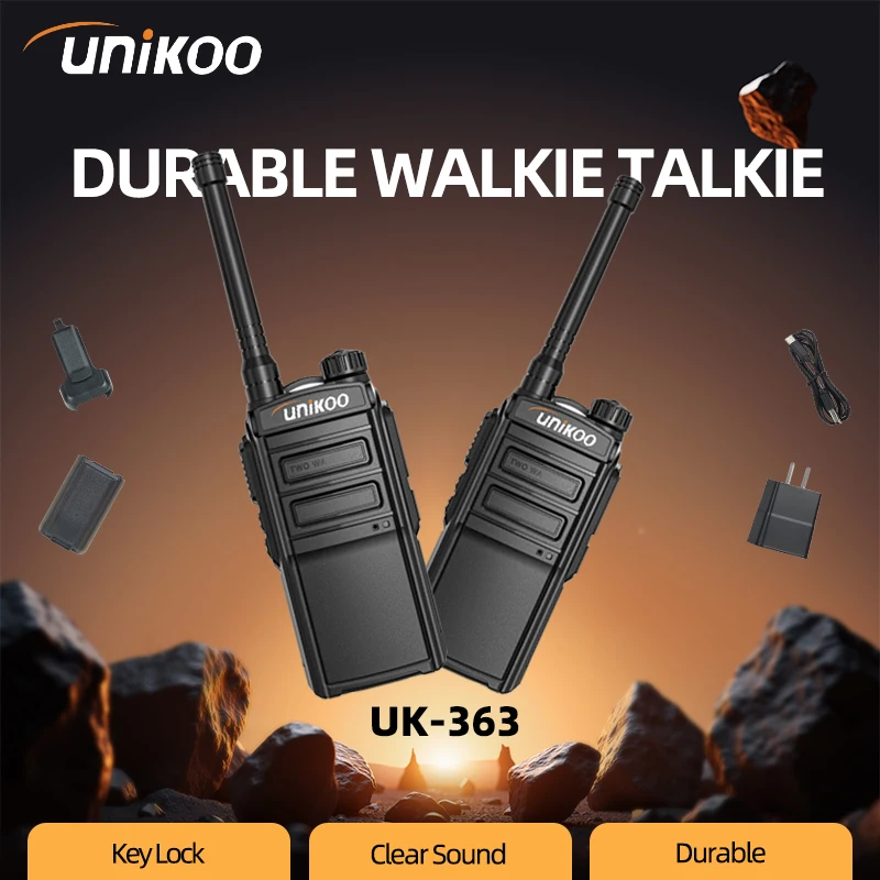 

2 PCS UNIKOO Walkie Talkie UK363 Long Range Durableht Two way Radio Communication Equipment ham radio transceiver for Camping