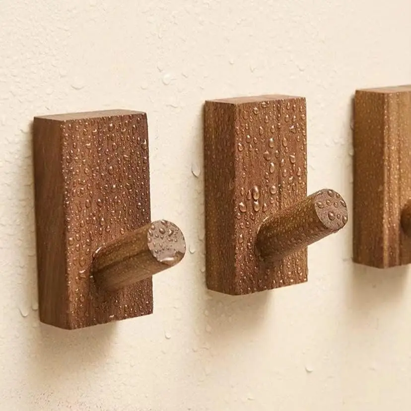 Wooden Wall Hooks 4 Pack Wooden Coat Hooks Wall Mount for Scarf Hats and Bags Organizer Hangers Towel Racks Bedroom Handmade