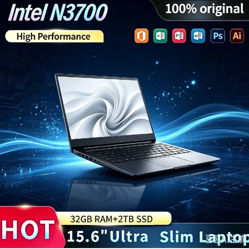 Intel N3700 15.6 Inch Ultra Slim Gaming Pro Laptop 1.6GHz Base 2.4GHz Turbo 16GB RAM 2TB SSD High Performance Notebook